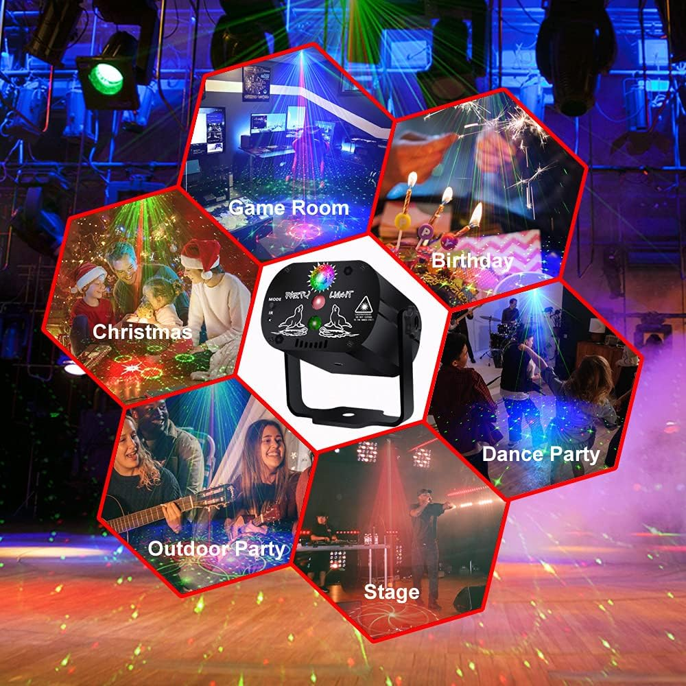 Disco Stage Lights DJ Lights for Parties Sound Activated for Xmas Bar Halloween Decorations Karaoke Pub KTV Dance Gift Birthday Wedding (USB Power) image number 1