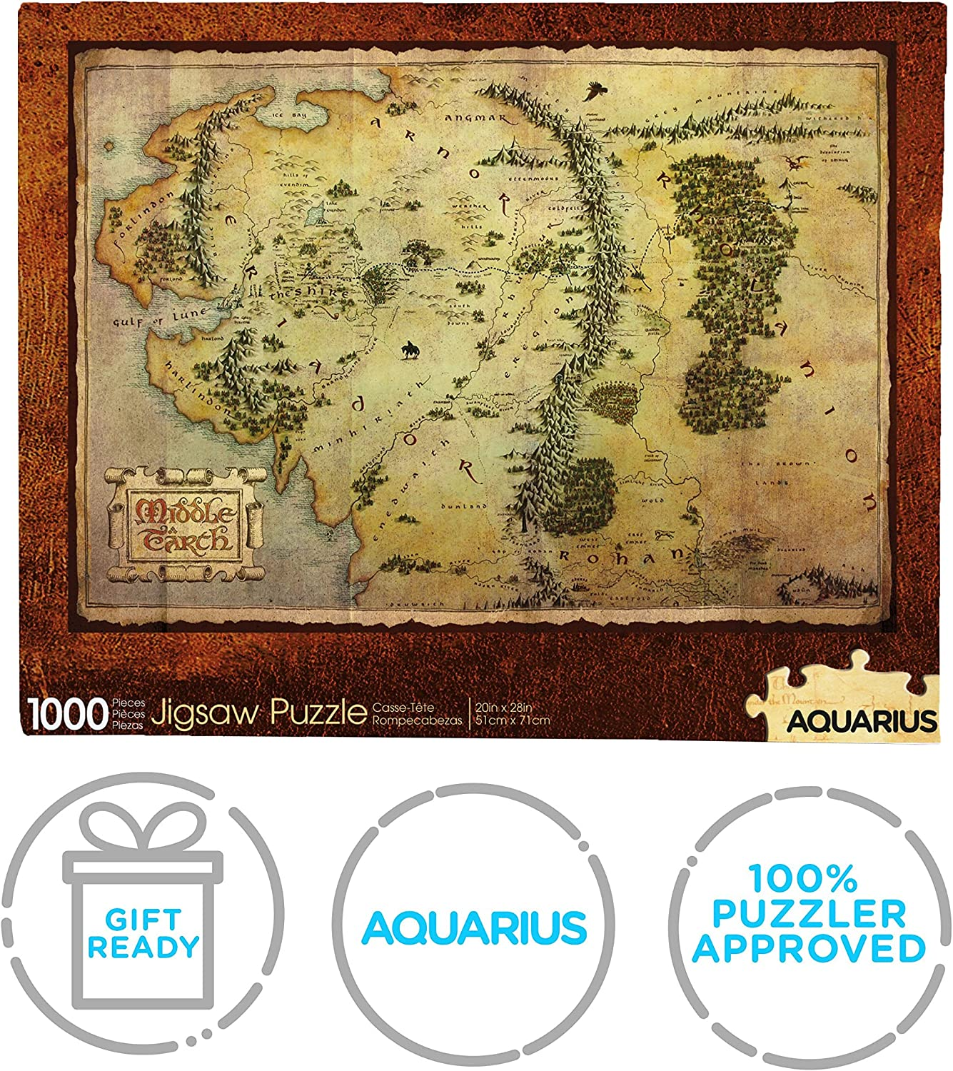AQUARIUS the Hobbit Map Puzzle (1000 Piece Jigsaw Puzzle) - Glare Free - Precision Fit - Officially Licensed the Hobbit Merchandise & Collectibles - 20 X 28 Inches