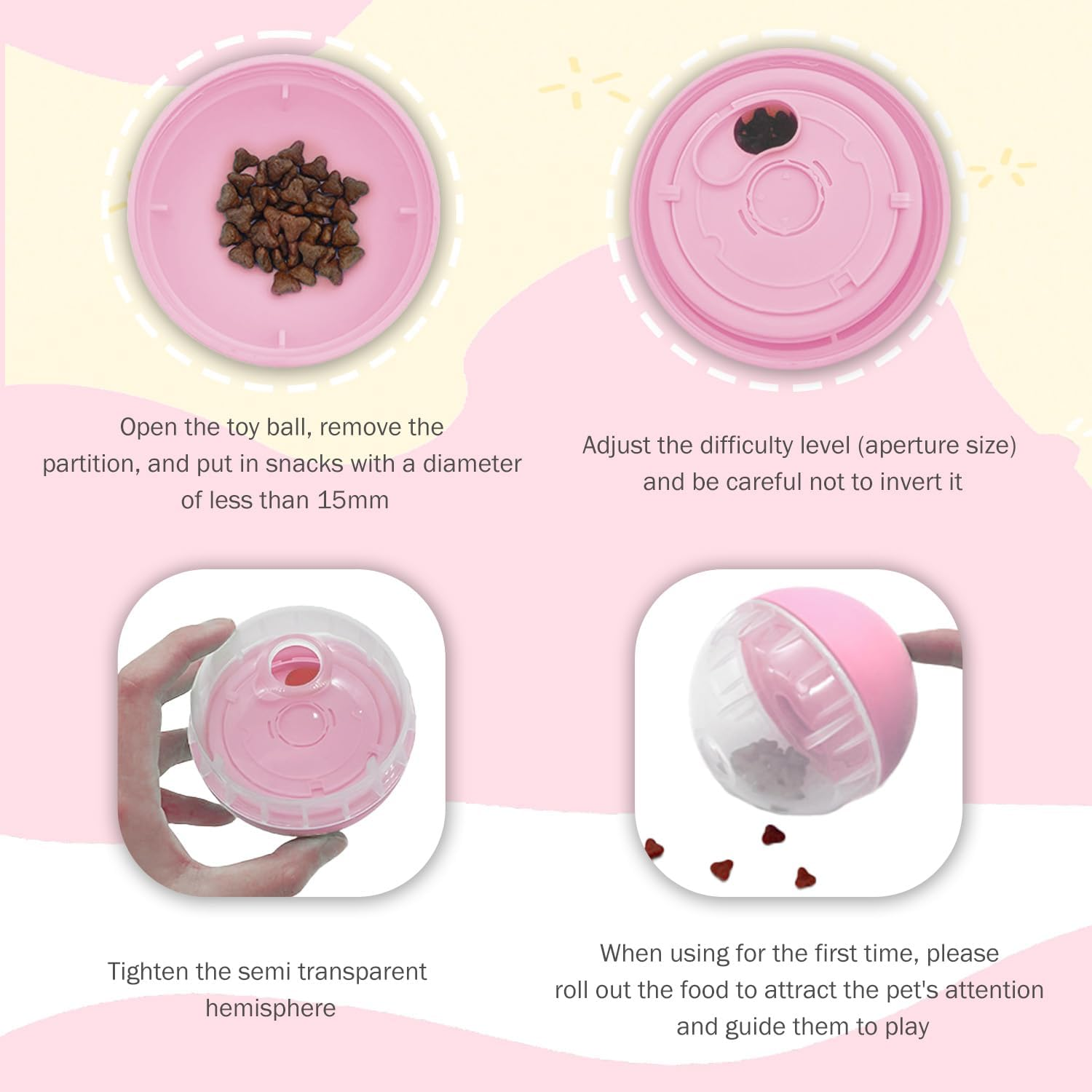 TORMEN Dog Treat Ball Toy, Pet Zone IQ Dispensing Interactive Food Dispenser Puzzle for Pets, Adjustable Difficulty, Durable Leak-Resistant Ball, Treat-Dispensing Toy for Exercise & Fun (Pink) image number 1