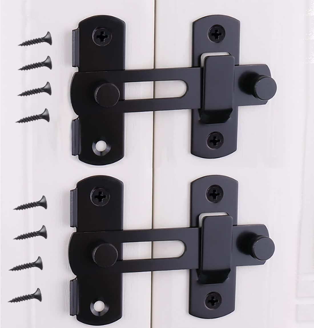 Flip Door Sliding Latch, 180 Degree Stainless Steel Latch, Safety Door Lock, Right Angle Curved Door, Buckle, Brushed Finish Extra Large Size (180&deg;-100Mm) image number 2