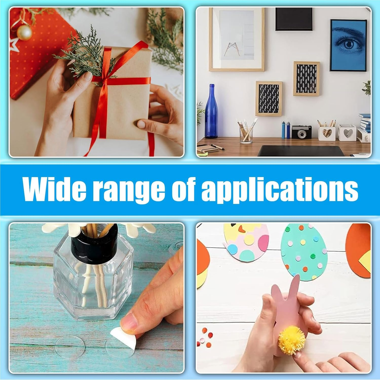 Double Sided Adhesive Dots, 200 Pcs Strong round Adhesive Transparent Dots, Removable Traceless Adhesive Dots for Gift Wrapping, DIY Scrapbooking, Festival Decoration (20Mm) image number 2