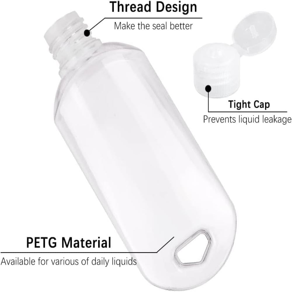 WRENYZK 12 Pcs Travel Bottles with Keychain, Hand Sanitizer Holder, Leakproof Refillable Squeeze Containers, 2 Oz (60 Ml) Portable Squeeze Bottles Kits with Flip Cap for Home Office Outdoor