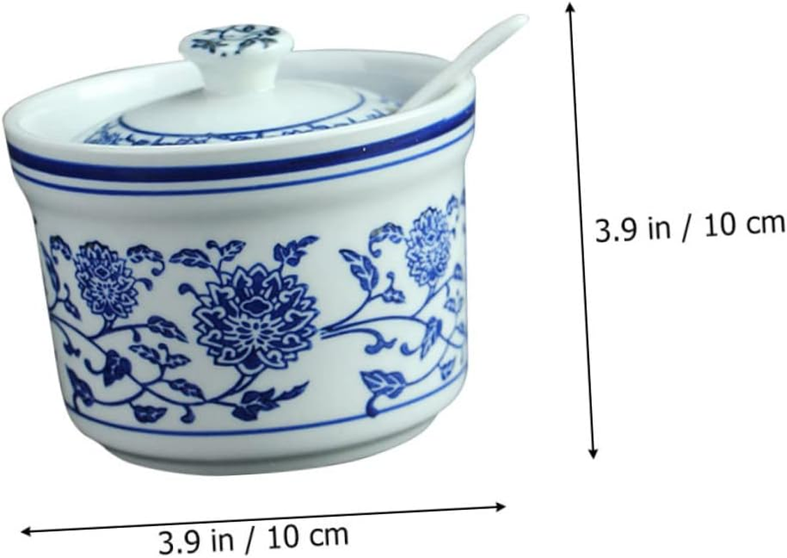 FUNOMOCYA Ceramic Seasoning Jar with Spoon Airtight Storage Canister for Spices Elegant Kitchen Container for Salt Sugar Condiments for Home Restaurant and Use image number 3
