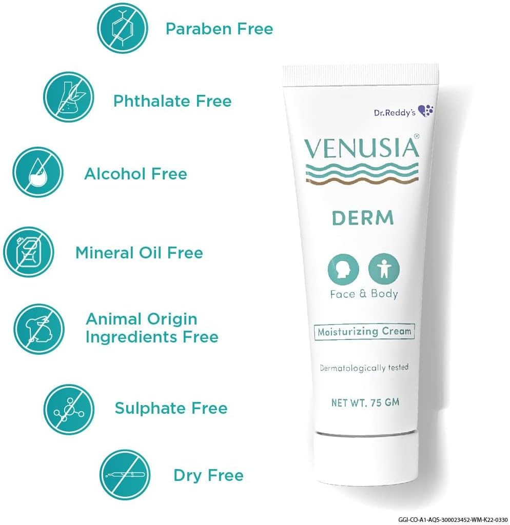 VENUSIA Dr Reddy'S Derm Moisturizing Lotion for Face and Body,Repairs and Nourishes Dry Skin,Relieves Minor Itching and Irritation,Moisturization and Hydration That Lasts up to 10 Hours,Pack of 1 image number 3