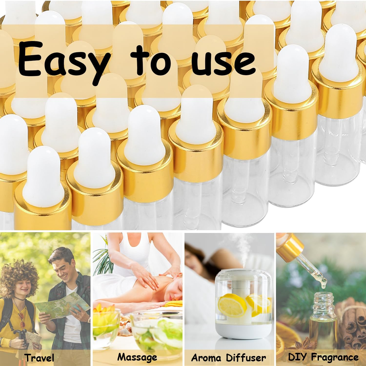 Pipette Bottle 3 Ml, Pack of 50 Mini Pipette Bottles, Drip Pipettes Glass for Essential Oils, Body Oils, Liquids, Includes Pipette and Funnel - 3Ml image number 4