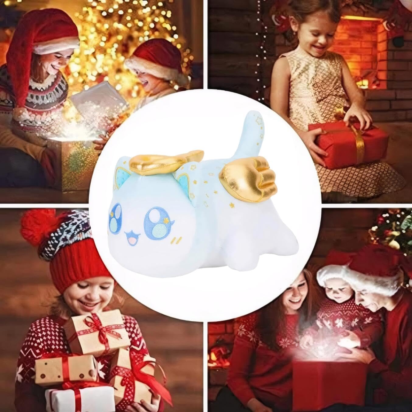 9.8'' Angel Cat Plushies - Cute and Soft Anime Cartoon Stuffed Animal Figure Toy Plush Pillow image number 3