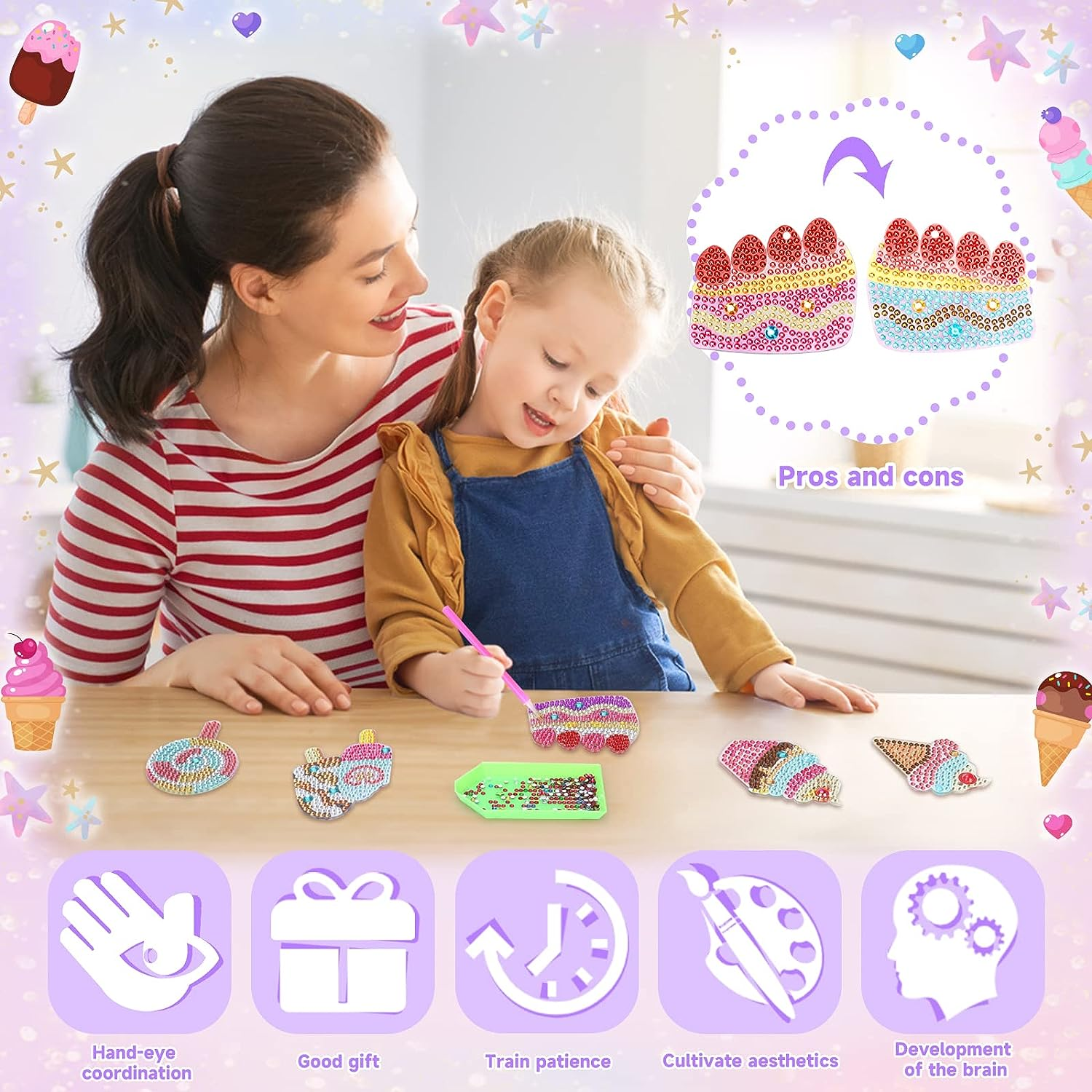 Gifts for 6-10 Year Old Girls - Craft Kits, Diamond Art Painting Mosaic Kits for Kids - Toys and Birthday Presents for 7-12 Year Olds image number 3