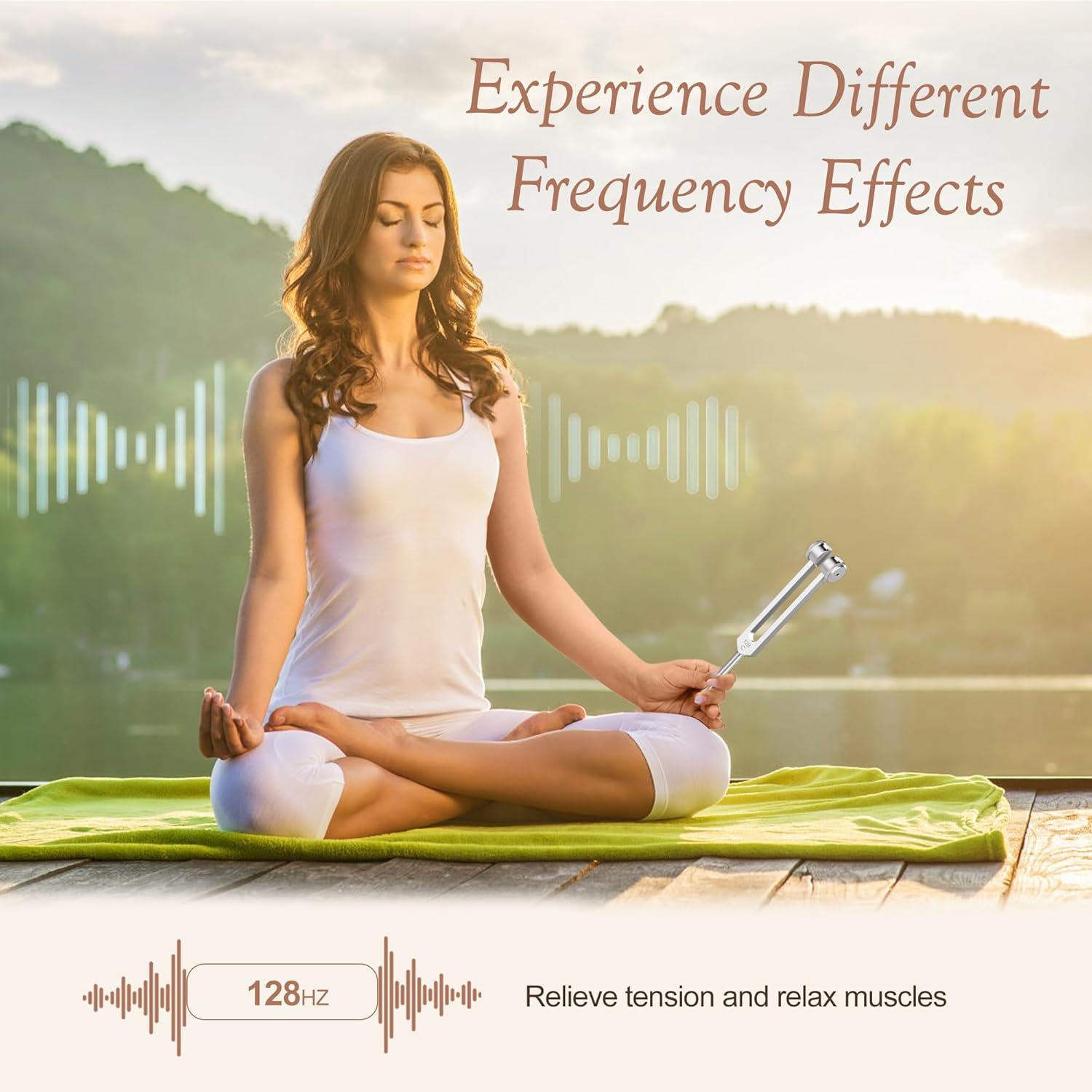 128Hz Tuning Fork - Aluminium Alloy with Silicone Hammer & Carry Pouch - Perfect for Yoga, Meditation & Relaxation image number 6