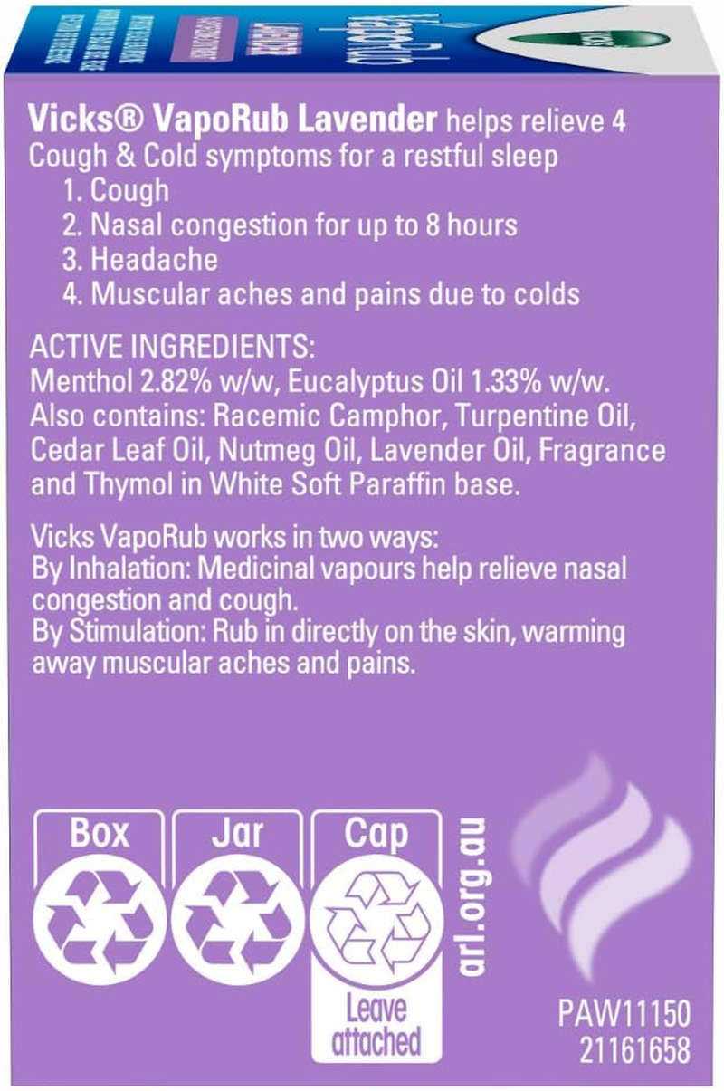 Vicks Vaporub Lavender Decongestant Cough Cold Rub 50 Gram image number 6