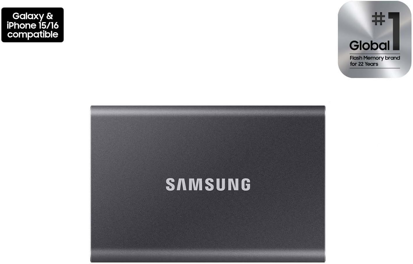 Samsung T7 Portable SSD, 4TB External Solid State Drive, Speeds up to 1,050Mb/S, USB 3.2 Gen 2, Reliable Storage for Gaming, Students, Professionals, MU-PC4T0T/AM, Gray image number 3