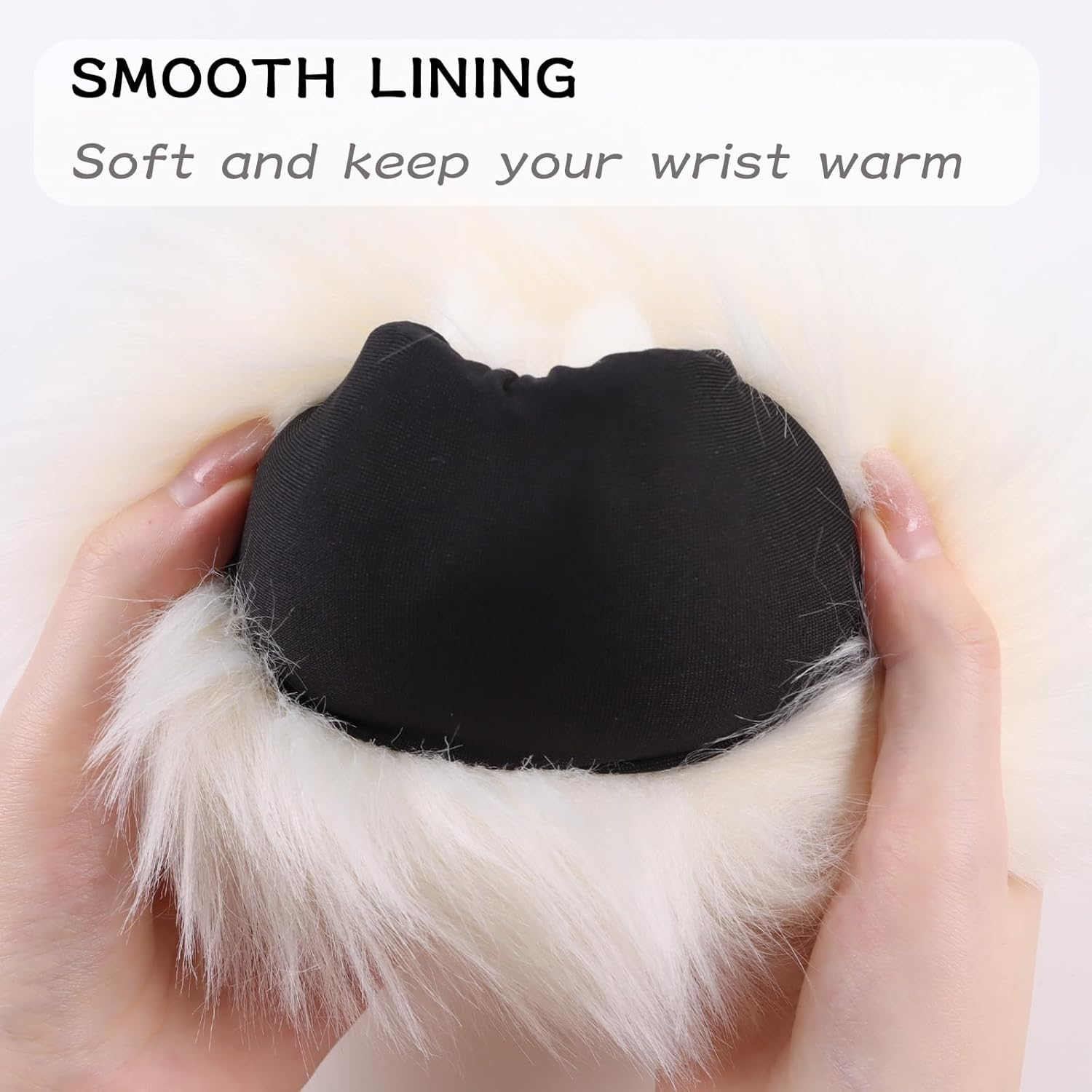 Peecabe Faux Fur Short Wrist Cuffs Women Winter Fuzzy Arm Warmers Wrist Cover Fluffy Soft - Dark Gray image number 5