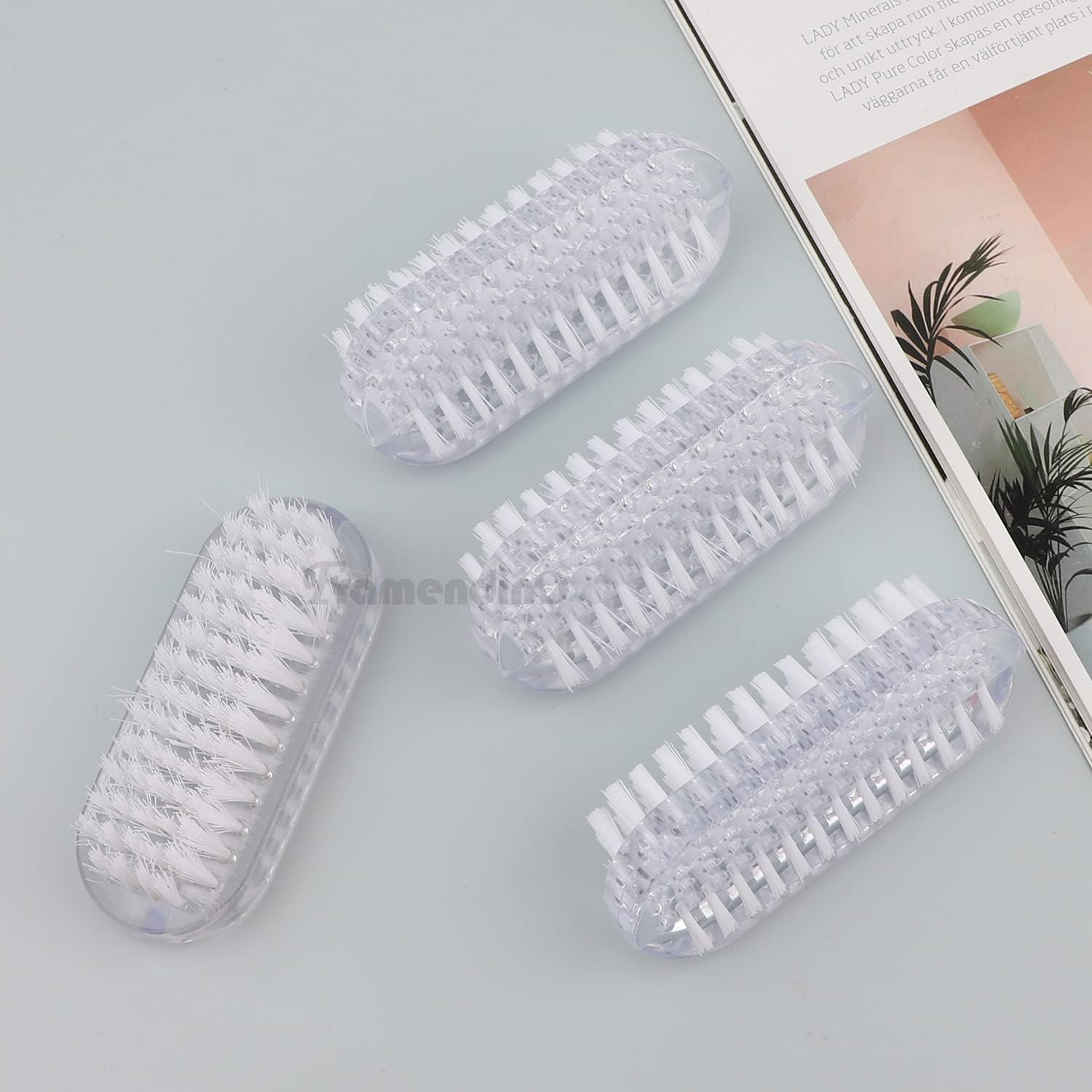 Framendino, 4 Pack Cleaning Nail Brushes Two Sided Hand Scrubbing Brush Plastic Fingernail Toes Scrubber for Women Men image number 2