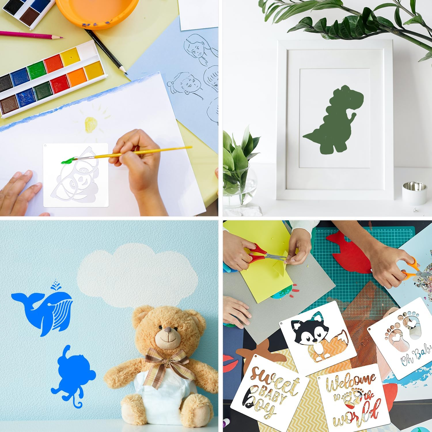 LUTER 22Pcs Baby Shower Stencils for Painting on Fabric, Onesies, Bib, Bodysuit, Bag, Shirt, Shoes image number 1