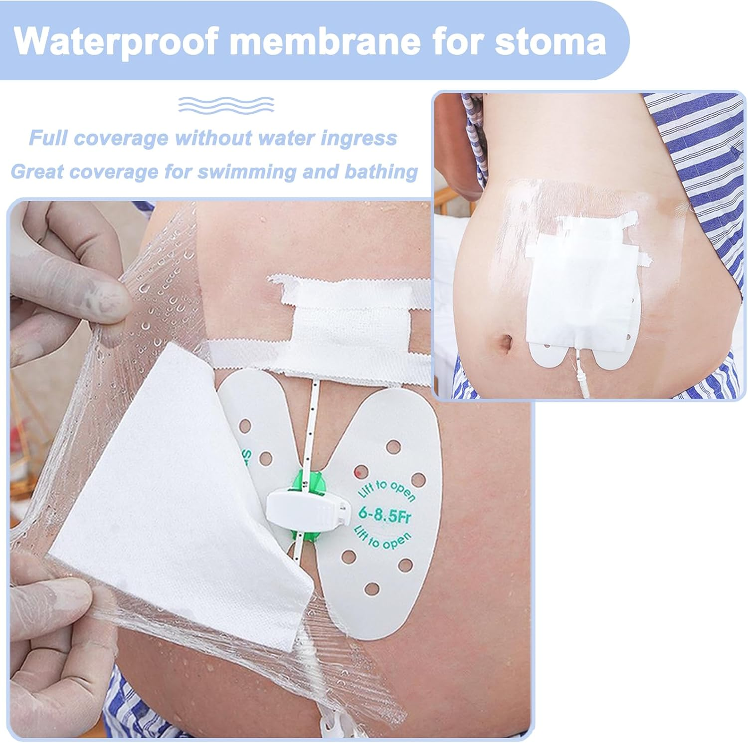 Wound Adhesive Film Bandage,Dialysis Catheter Shower Cover,Waterproof Ostomy Bag Protector Shield,Large Adhesive Dressing Absorbent Patche-10"X10"-6Pcs