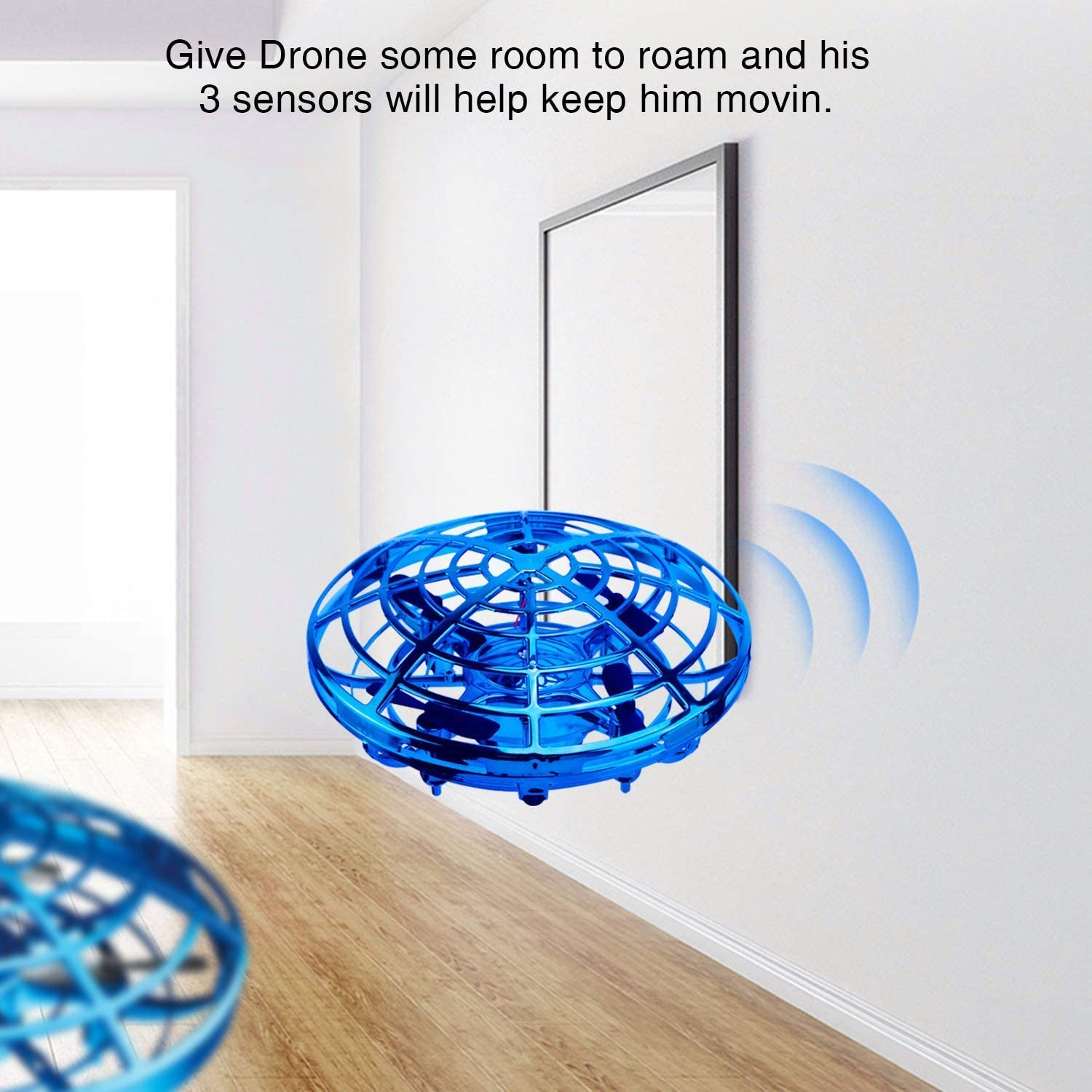 Bluefire Mini Drone for Kids Hand-Controlled Flying Ball Portable Pocket Quadcopter with 360&deg;Rotating and Shinning LED Lights UFO Toy Intelligence Sensor Aircraft Flying Toy for Boys(Blue)