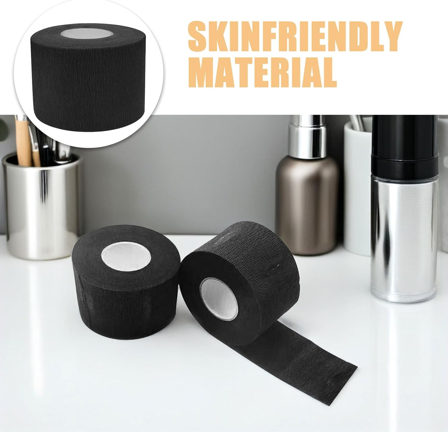 HAPINARY 8Pcs Black Disposable Barber Neck Strips Neck Tape for Hair Cutting Hairdresser Neckband Paper Wraps Salon Haircut Protection Spa Use image number 3