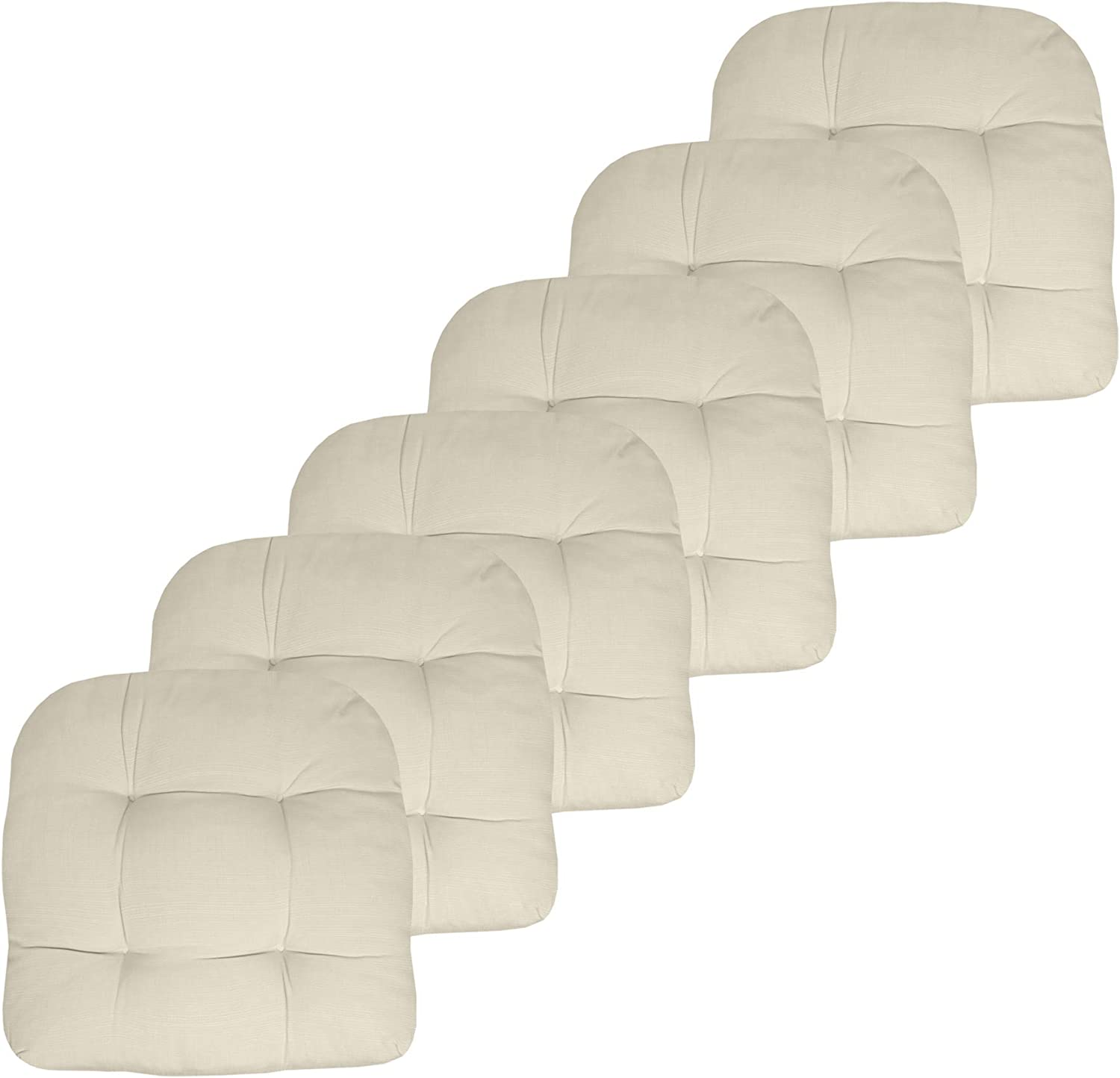 Sweet Home Collection Patio Cushions Outdoor Chair Pads Premium Comfortable Thick Fiber Fill Tufted 21" X 21" Seat Cover, 2 Count (Pack of 1), Cream