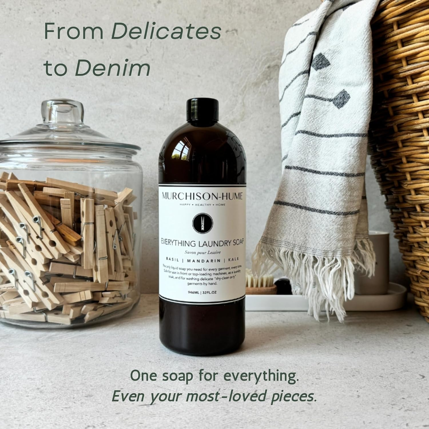 Murchison-Hume Everything Laundry Detergent, Natural & Eco-Friendly, Plant-Based Formula for Gentle Cleaning, 946Ml (Basil Mandarin Kale) image number 2