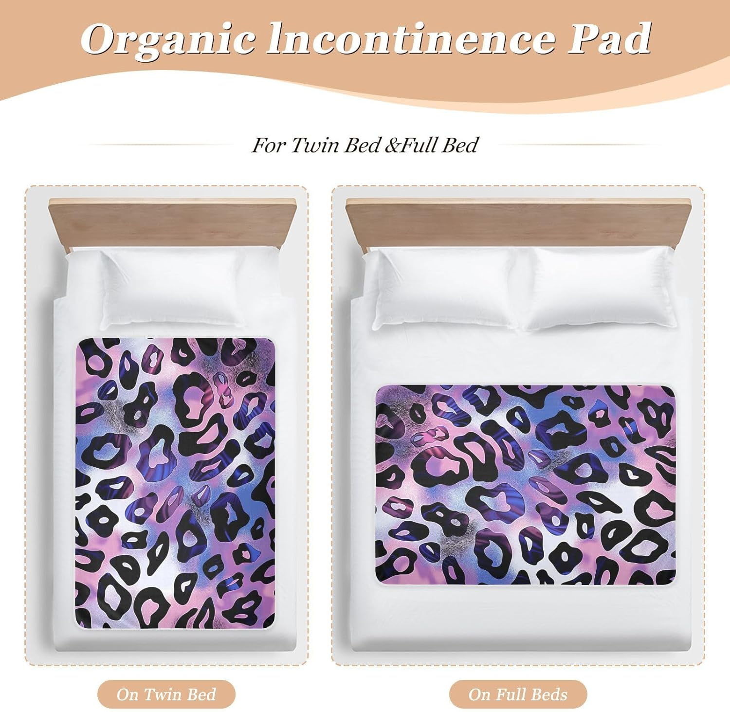 Leopard Print Extra Large Resuable Baby Bed Pad Highly Absorbent Potty Training Sheets Cover Changing Bed Liners for Toddler Kids, 52"L X 34"W image number 5