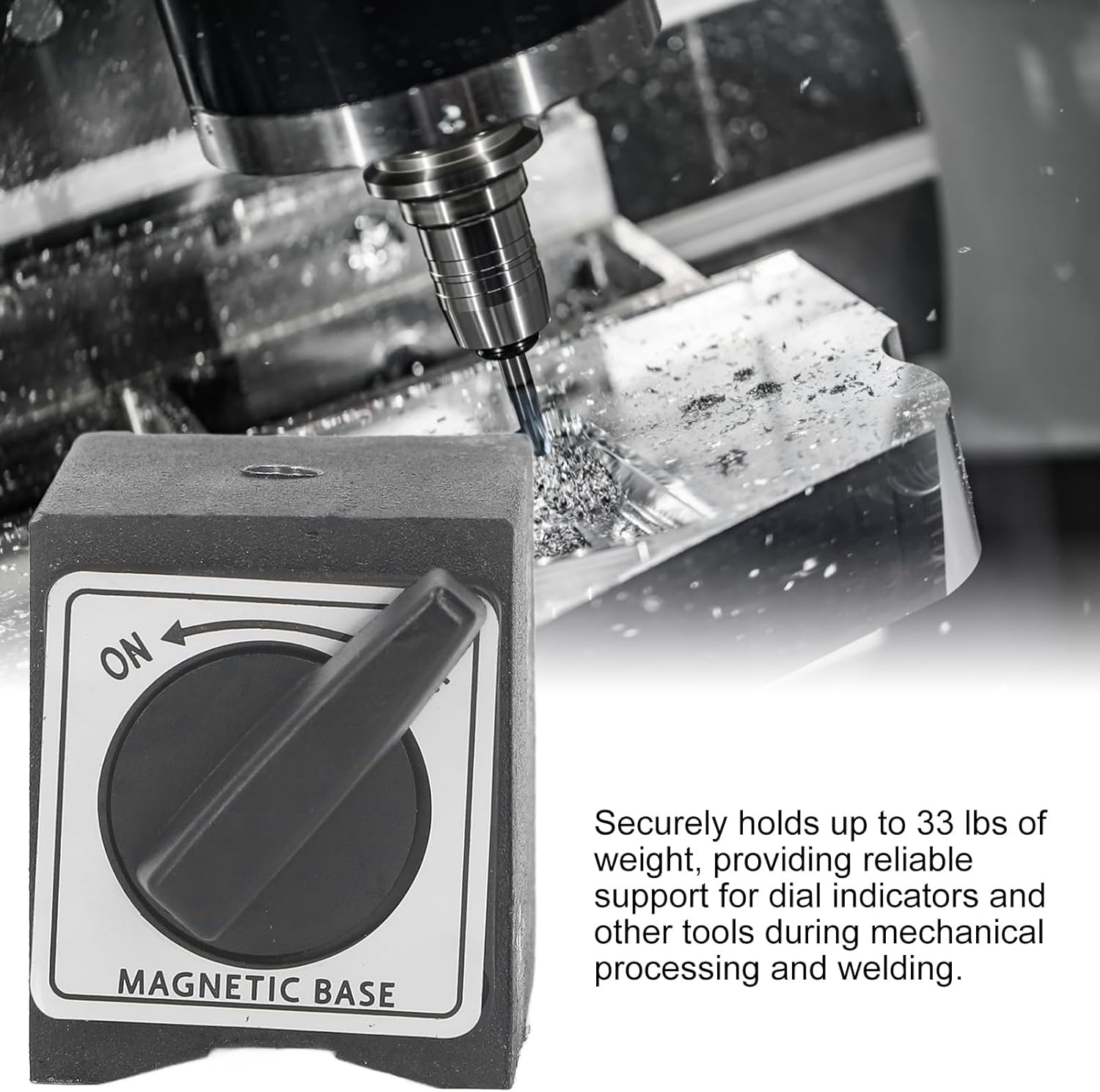 Adjustable Magnetic Base Holder, High Hardness 33Lb M5 Threaded Dial V Indicator Magnetic Base, Adjustable Metal Test Indicator Holder Tool Stand for Digital Dial Indicator