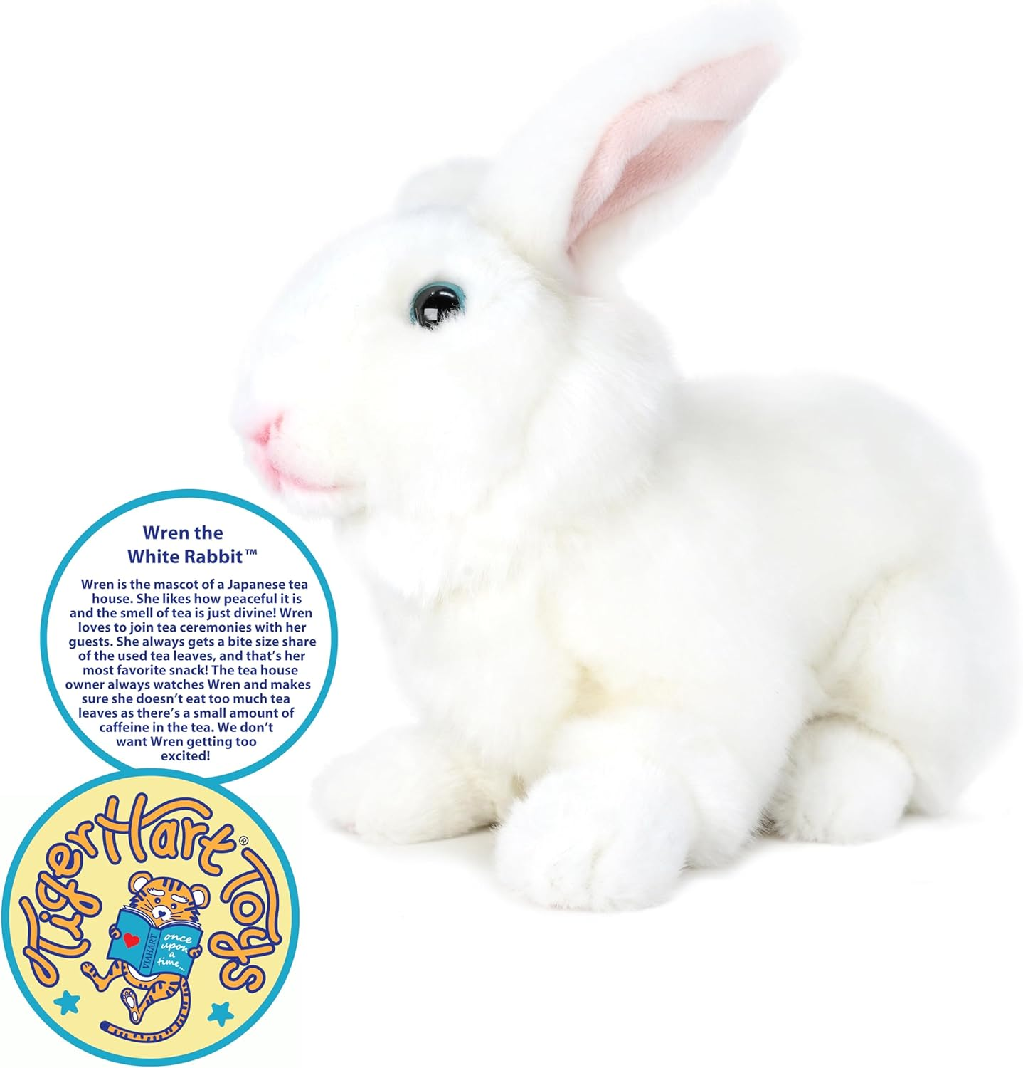 Tigerhart Wren the White Rabbit - 10 Inch Stuffed Animal Plush image number 2