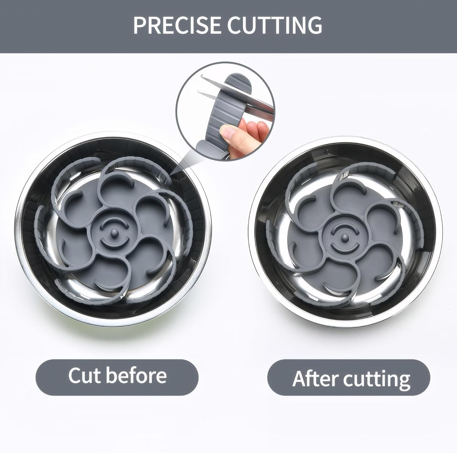 Kintiva Silicone Slow Feeder Insert for Dog Bowls, Spiral Design to Prevent Bloat & Improve Digestion (Grey) image number 1