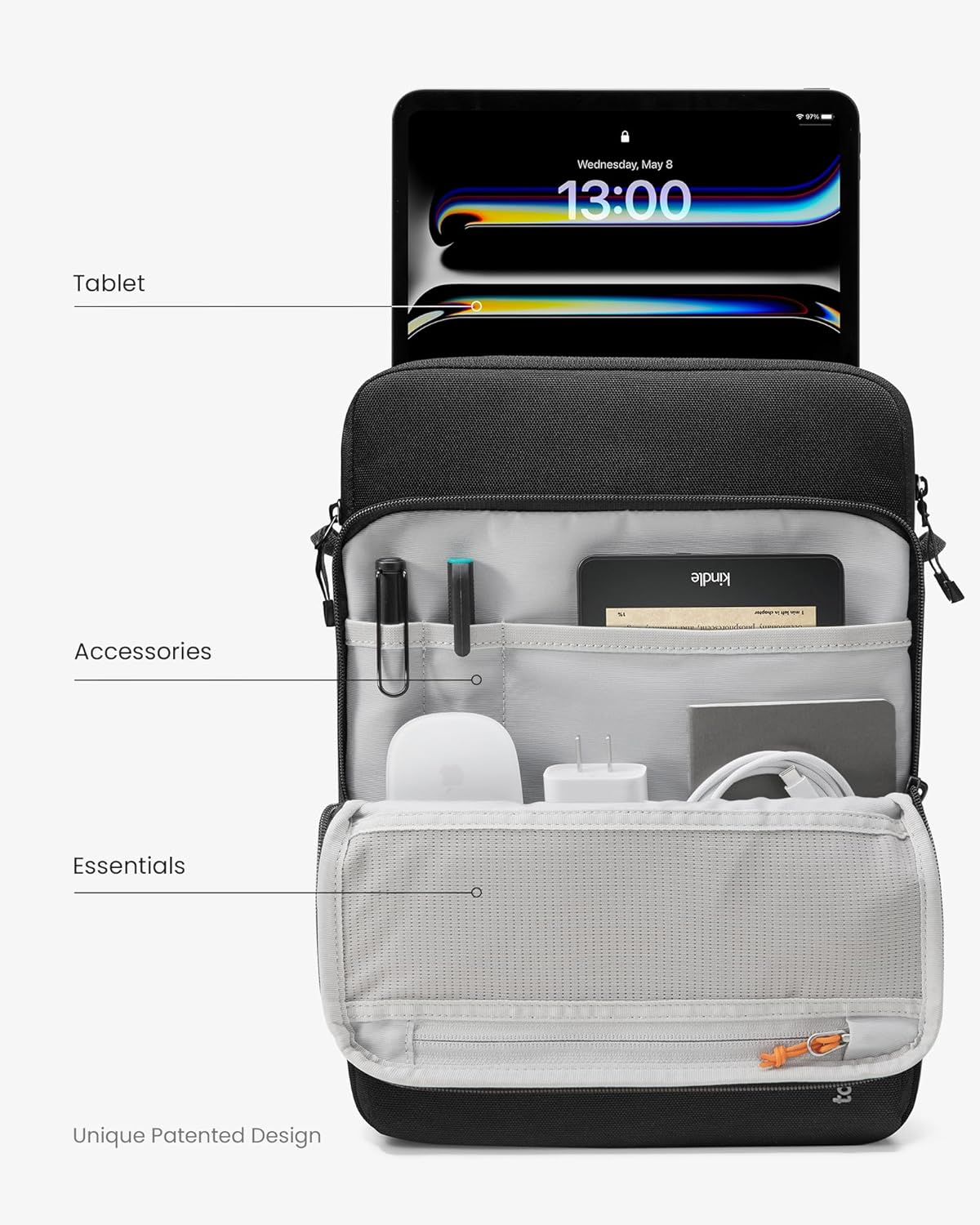 Tomtoc Tablet Shoulder Bag for 2025 13-Inch Ipad Pro M5/M4,13-Inch Ipad Air M3/M2, 12.9-Inch New Ipad Pro 2018-2023 with Magic Keyboard and Smart Keyboard Folio, Tablet Sleeve image number 4