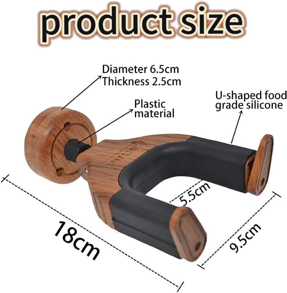 Oak-Finish Wooden Guitar Wall Mount with Black Padded Arms &ndash; Secure Display for Acoustic & Electric Guitars image number 2