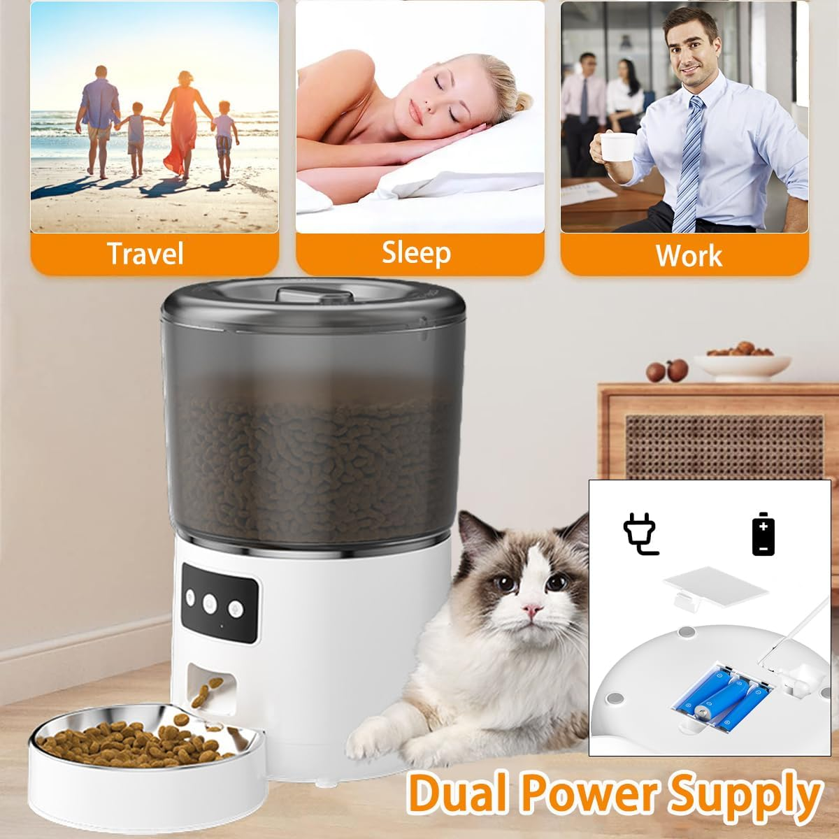 Automatic Cat Food Dispenser, 4L Smart Wifi Pet Feeder with APP Control for Remote Feeding, 1-9 Meals & 10S Voice Record Timed Cat Self Feeder for Cat Dog Pet image number 1