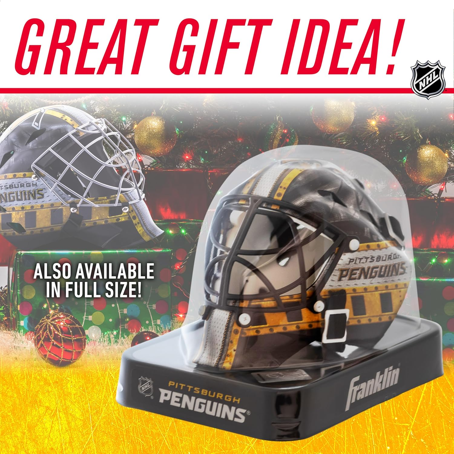 Franklin Sports NHL Team Logo Mini Hockey Goalie Mask with Case - Collectible Goalie Mask with Official NHL Logos and Colors image number 5