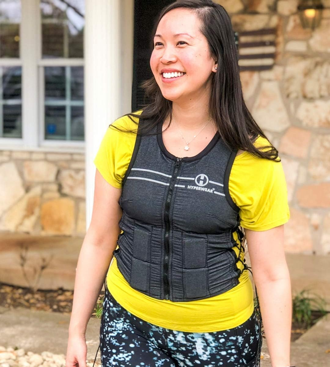 Hyperwear Hyper Vest FIT Adjustable Weighted Vest Women 5 Lb or 8 Lbs Running Walking Workouts Metallic Black Reflective Thin 1/2 Lb Weights Designed Comfortable Female Fit image number 1