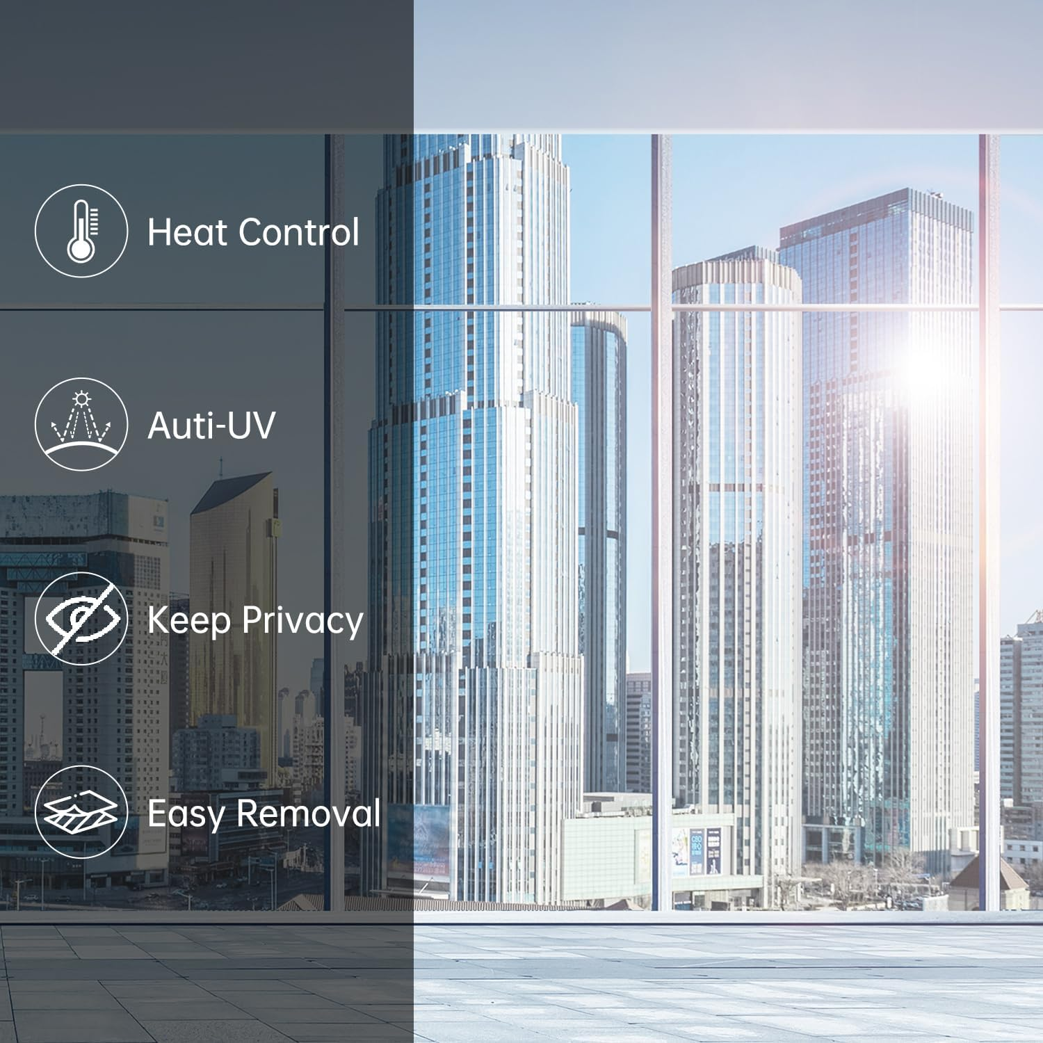 Sun Blocking Window Privacy Film, One Way Window Tint for Home, Daytime Window Privacy See Out Not in Window Cling Mirror Reflective anti UV Glass Covering for Home Office Car (Silver, 45X200Cm) image number 6