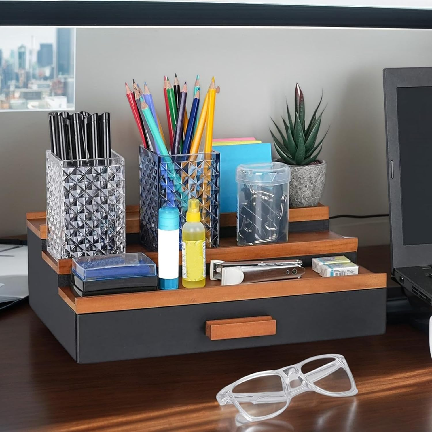 Perfume Display Shelf - 3 Tier Perfume Stand Shelf with Drawer,Home Storage for Cash, Bank Cards, Watches, Sunglasses, Fragrance image number 2