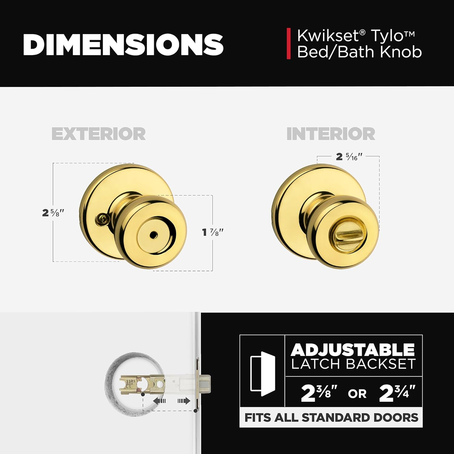 Kwikset 93001-870 Tylo Bed & Bath Knob in Polished Brass, Privacy - Antique Brass image number 2