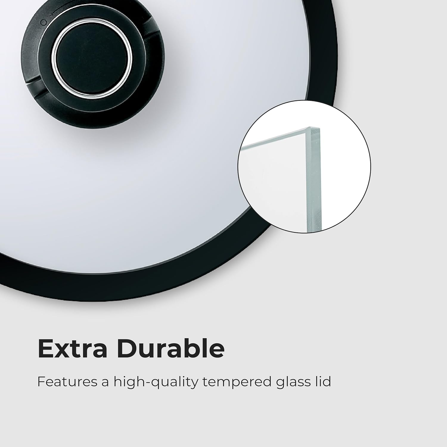 Frieling USA BC920 Black Cube Hybrid Stainless/Nonstick Cookware Tempered Glass Lid, Black/Silver image number 4