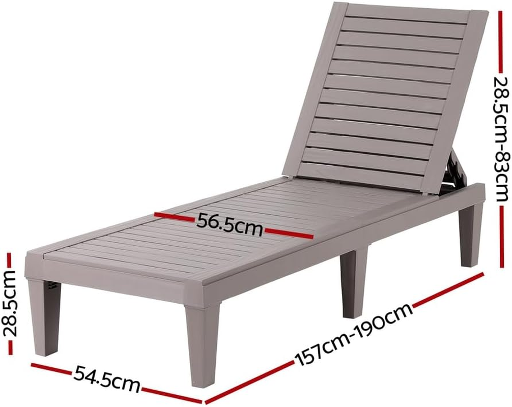 Gardeon Sun Lounge Adjustable Recliner Patio Outdoor Furniture Lightweight Grey image number 5