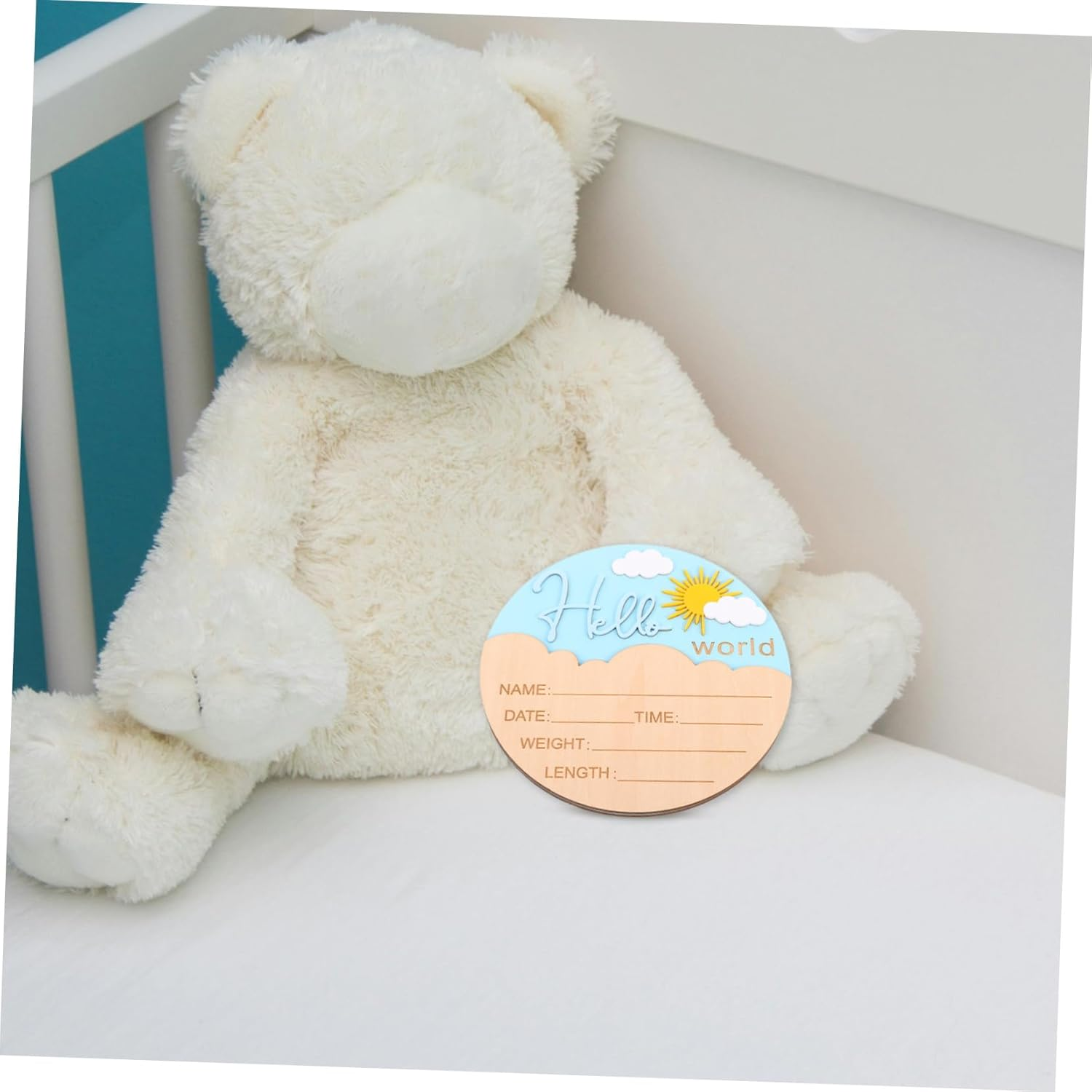 Yardwe Wooden Birth Name Plaques for Boys Photo Props for Shower Nursery and Hospital Lightweight Durable Design - Multi image number 3