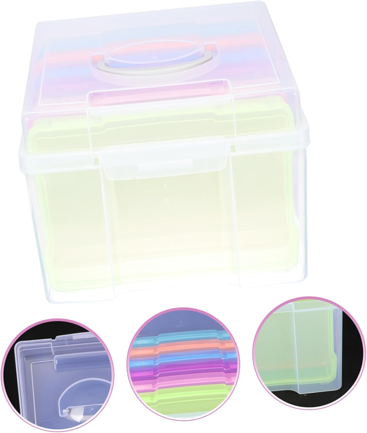 Operitacx Photo Storage Box for Pictures Craft Storage Organizer Multiple Compartments for Home Office Hobbyist to Store Cards and Small Objects image number 3