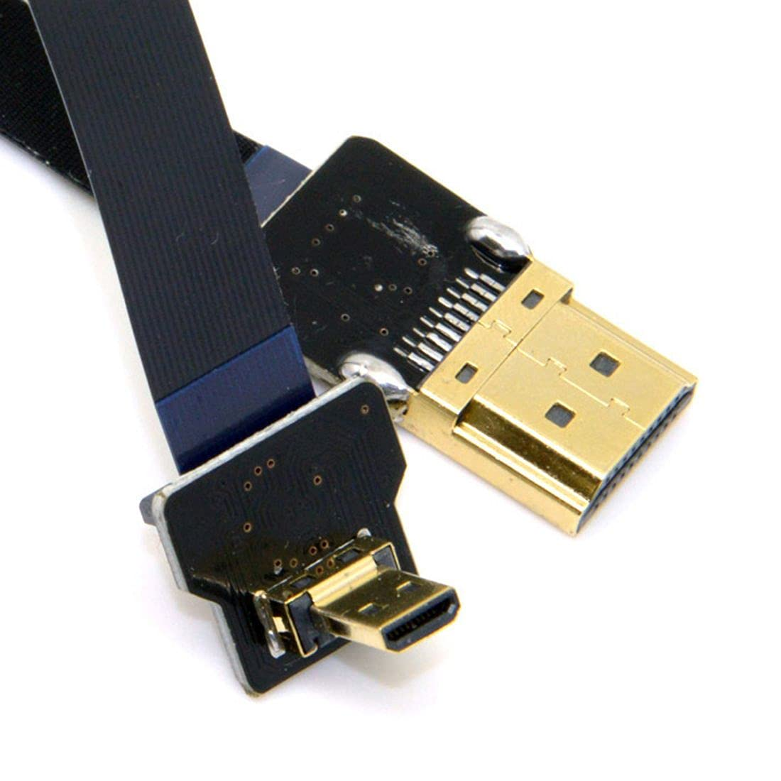 CY 20Cm 90 Degree up Angled FPV Micro HDMI Male to HDMI Male FPC Flat Cable for GOPRO Multicopter Aerial Photography - Black Straight image number 5