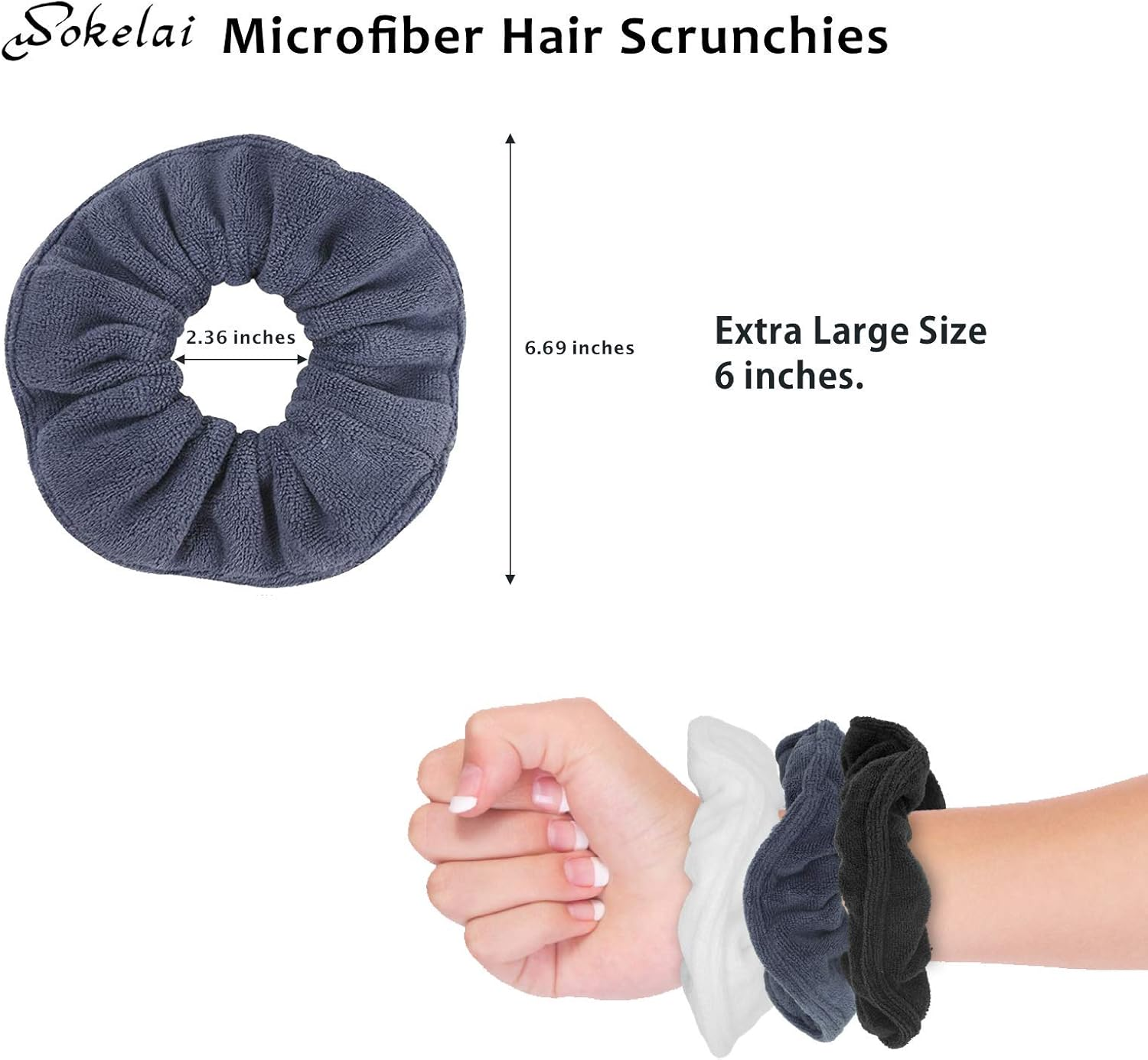 Hair Drying Towel Scrunchies - Terry Cloth Scrunchie Large Microfiber Hair Ties for Frizz Free Women Girls Thick Fuzzy Scrunchy Bobbles Hair Bands Ropes Ponytail Holder Wet Hair Accessories image number 1