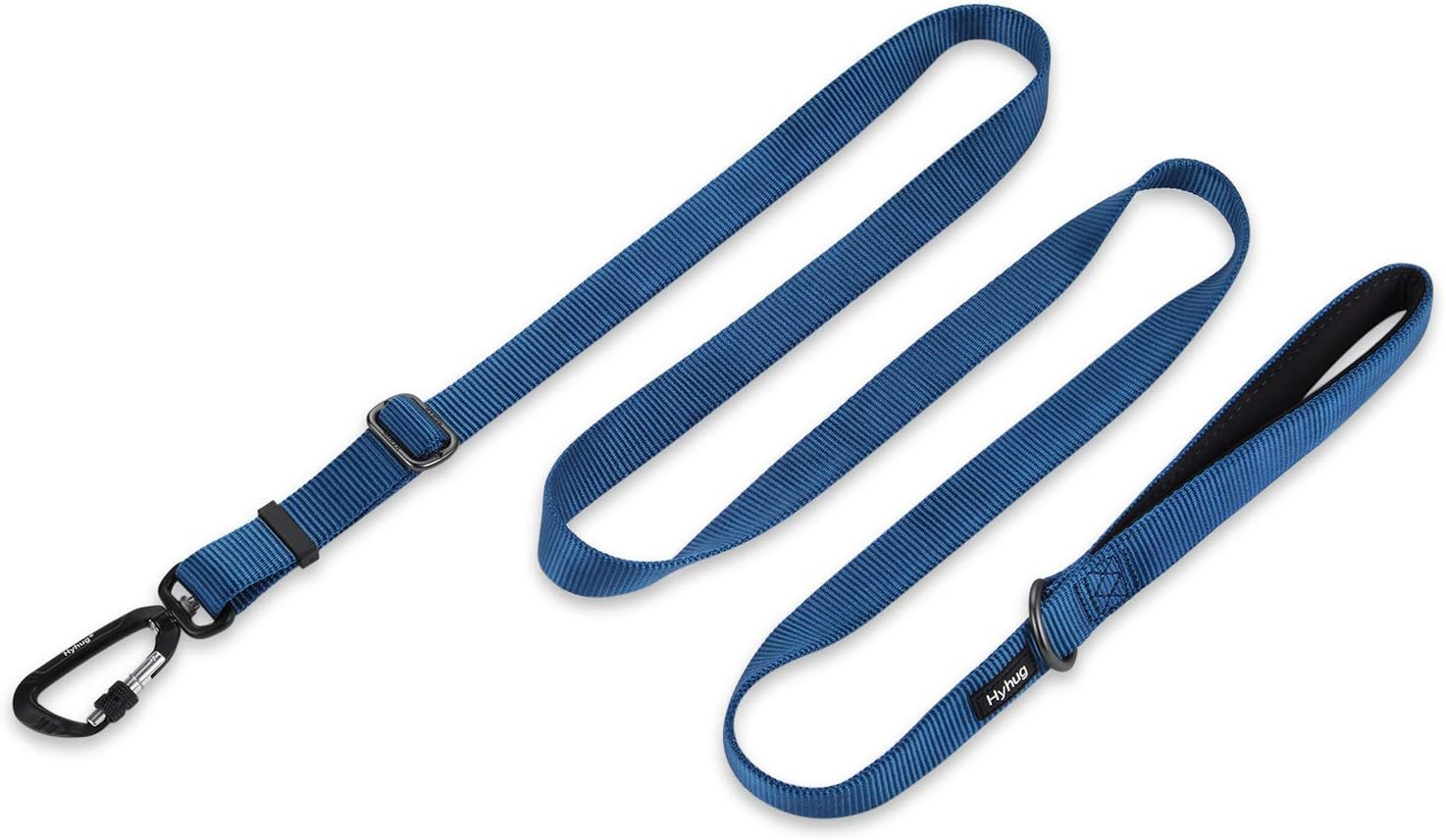 Hyhug Pets Premium Upgraded Adjustable between 4 Feet and 6 Feet Leash with Sturdy Nylon and Super Soft Neoprene Lined Handle for Medium Large Giant Dogs Lead. (Small, Classic Blue)