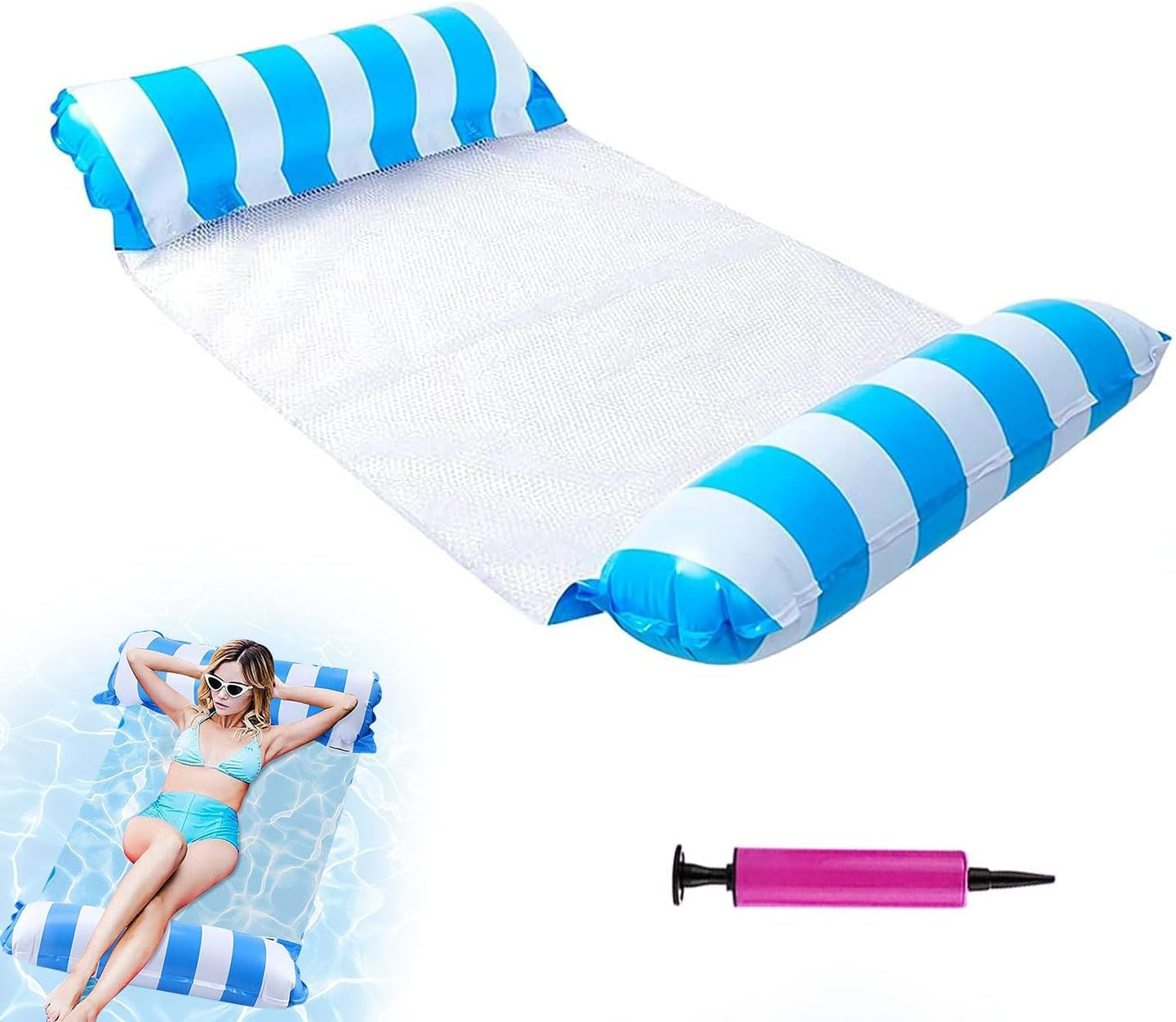 Water Hammock, 4 in 1 Inflatable Pool Float Hammock, Inflatable Swimming Pool & Beach Lounger, Multi-Portable, Saddles, Lounge Chairs, Drifters.For Adult Holiday Entertainment and Relaxation image number 3