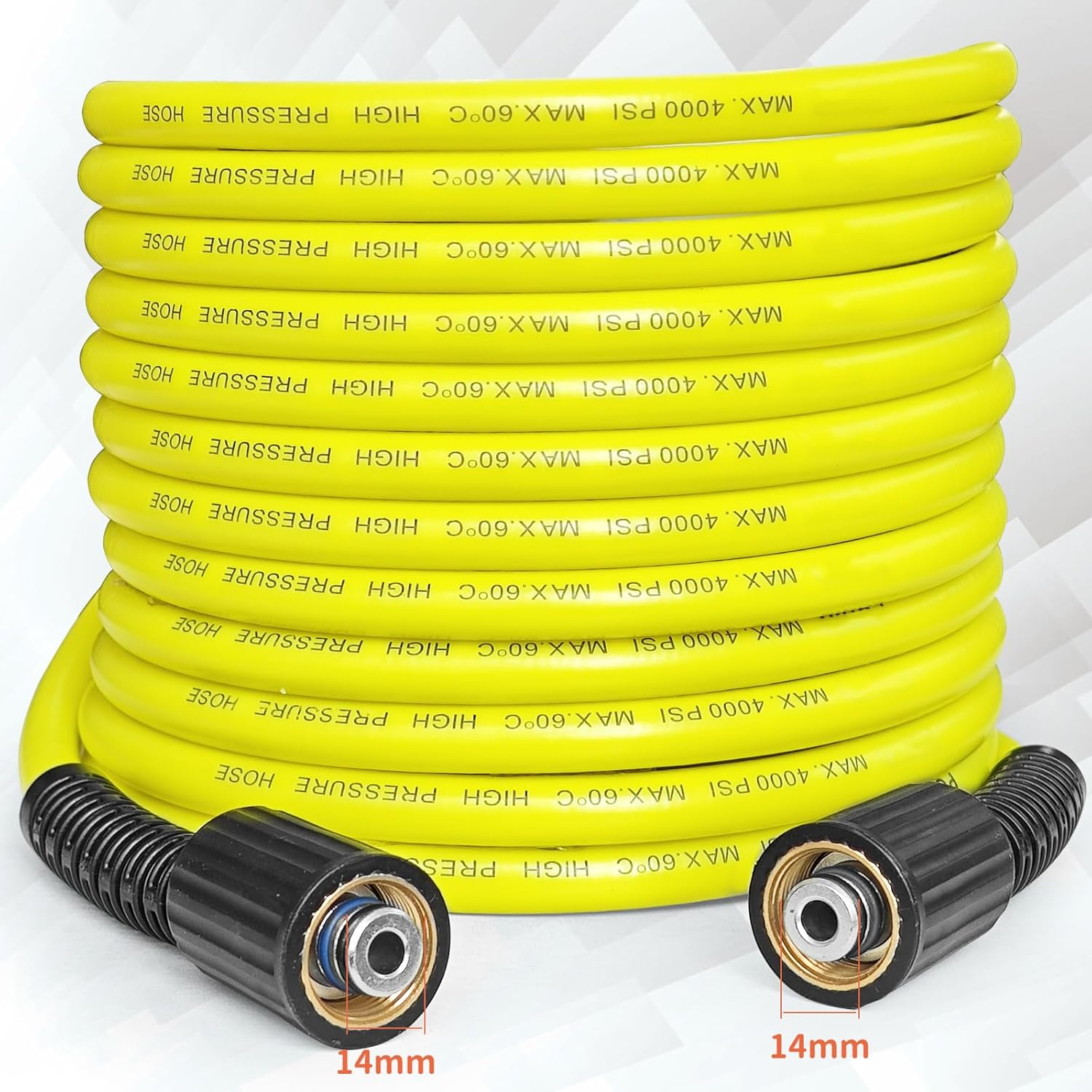 Kink Resistant Pressure Washer Hose 15M 1/4" M22 Brass Fitting Power Washer Hose Replacement for Ryobi, Troy Bilt, Greenworks, Craftsman Most Brand Power Washer, 3200 PSI