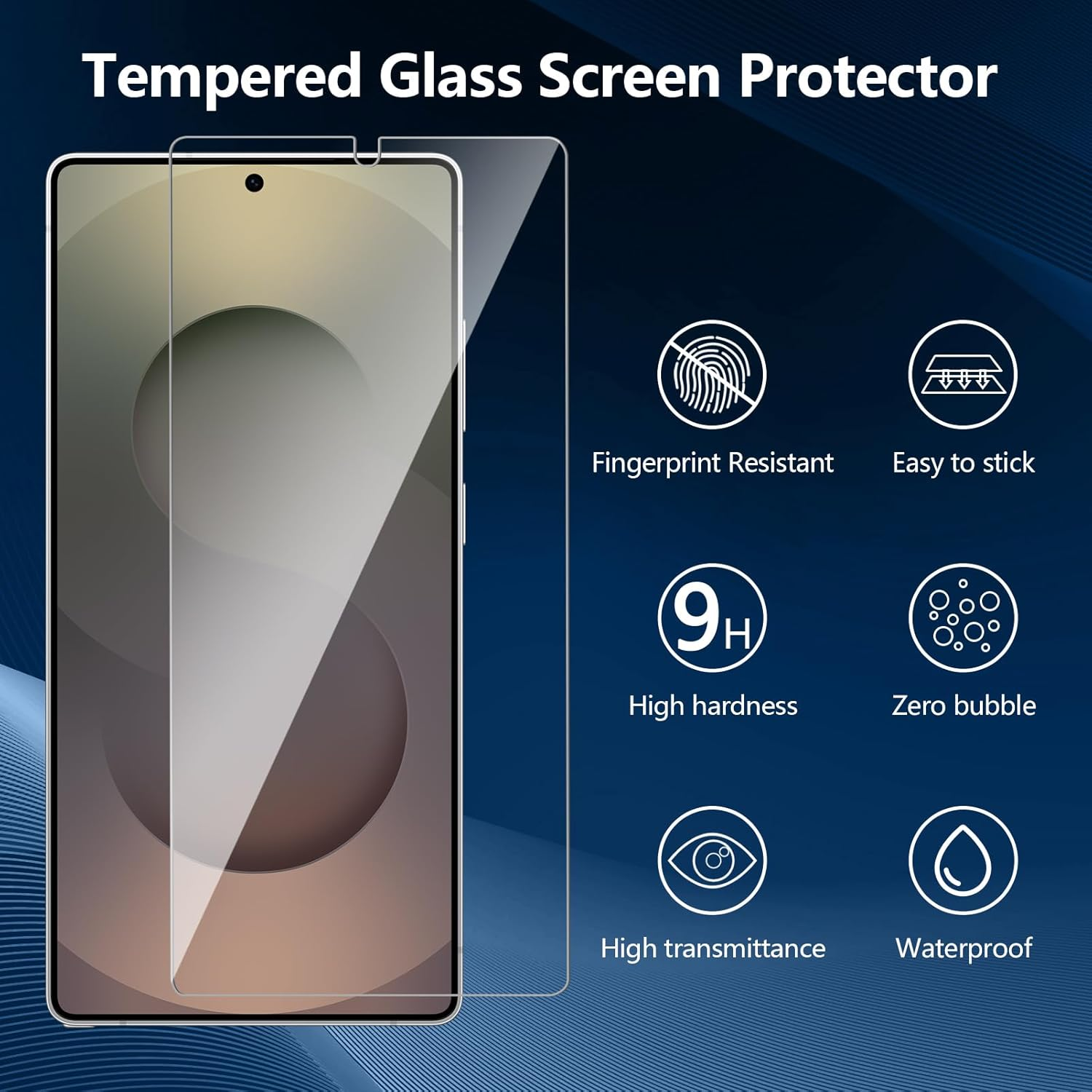 Tempered Glass Screen Protector for Galaxy S25 Ultra 6.9 Inch 2 Pack + 2 Pack Camera Lens 9H Tempered Glass Fingerprint Unlock Compatible Anti-Scratch Case Friendly Clear-Hd