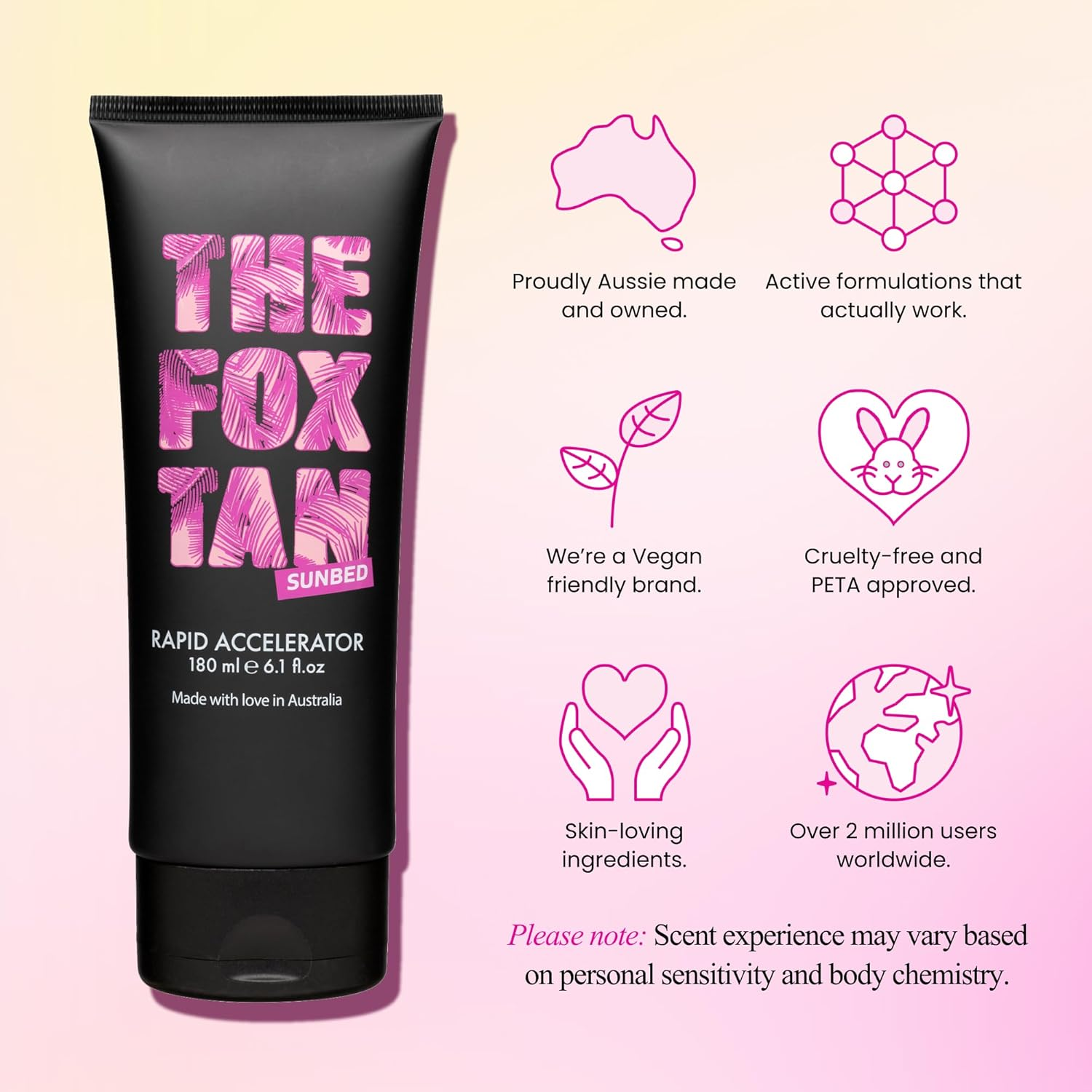 The Fox Tan Rapid Accelerator, Accelerator Lotion for Sunbed Tanning, Creates Darker, Faster & Long-Lasting Tans, Vegan & Cruelty-Free, 180Ml image number 1