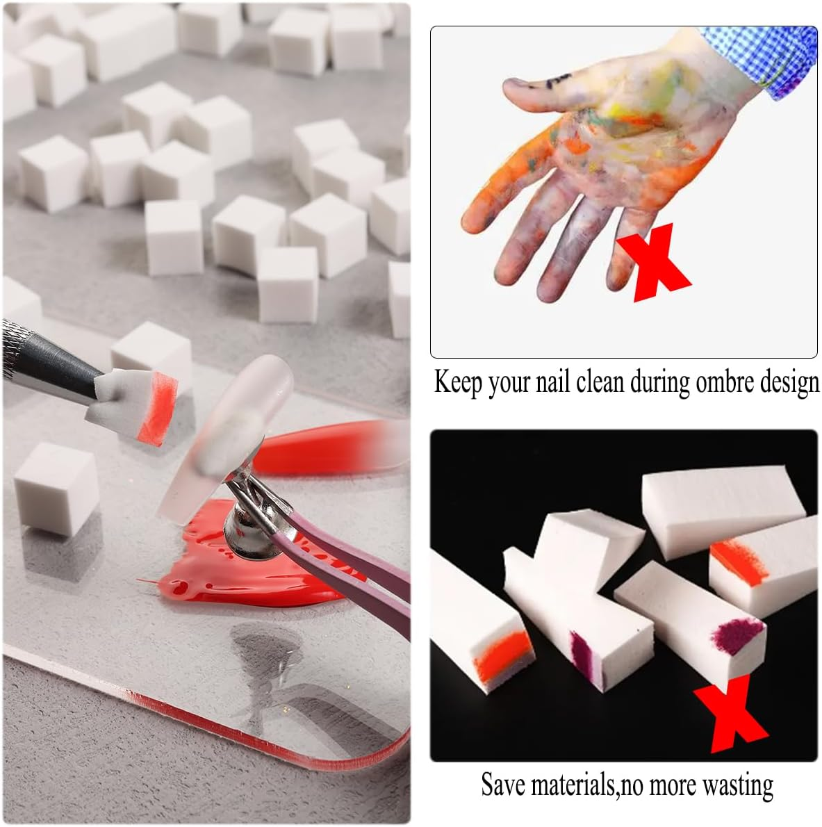 Fcozpjk 200Pcs Mini Soft Nail Art Sponges - Ombre, Aura, Gradient Nail Design Tools & Gel Polish Blending Sponge Applicator image number 3