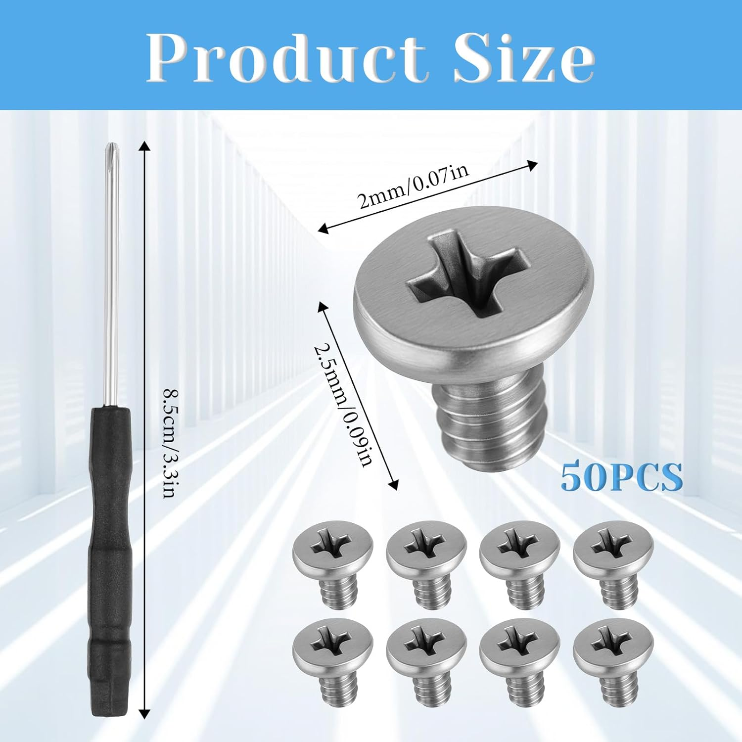 50 PCS M.2 SSD Mounting Screws Kit, Pcie Nvme M2 X 3 MM Replacement Phillips Flat Head Screw M.2 SSD Mountings Screws with Screwdriver, M2Screw for Laptop Nvme image number 6