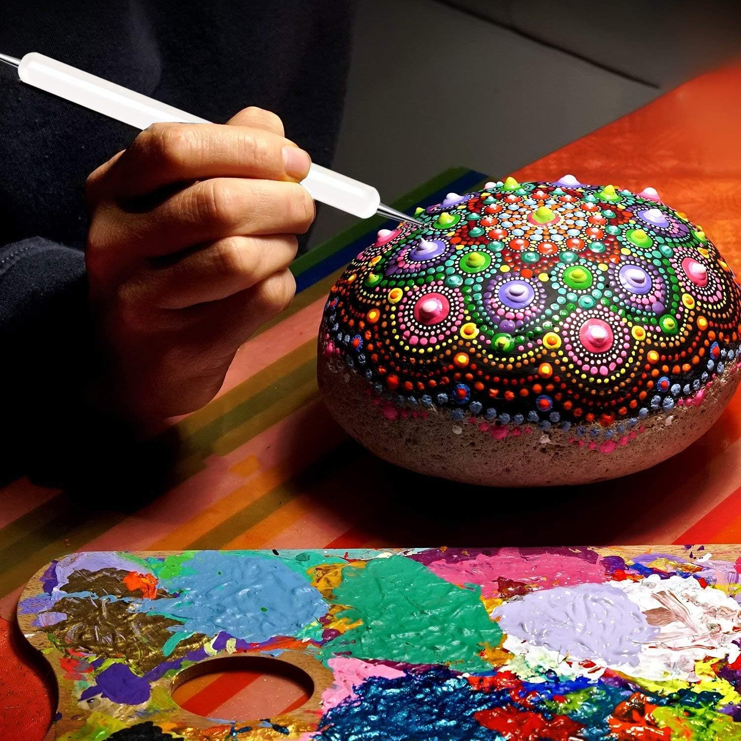 5 Pc 2 Way Dotting Pen Tool Nail Art Tip Dot Paint Manicure Kit image number 5