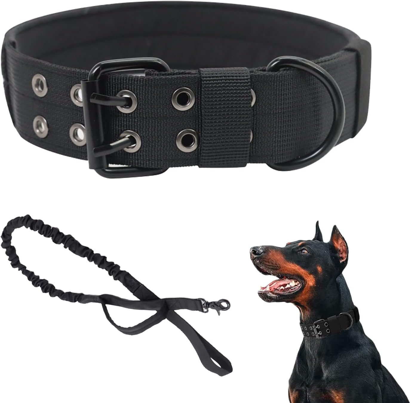 Adjustable Dog Collar, Military Dog Collar, Adjustable Nylon Dog Collar, Soft Padded Nylon Dog Collar, Used for Training, Patrolling, Running and Hunting image number 1
