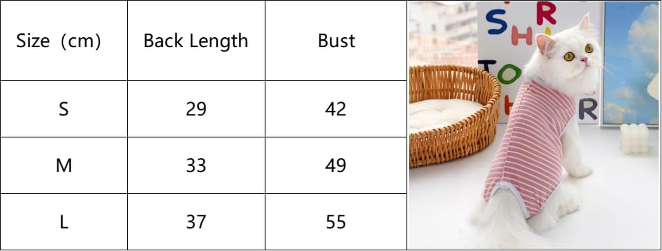 Cat Recovery Suit, Surgery Recovery Suit, Kitten Onesie for Cats after Surgery, Pet Cat Spay Surgical Soft Clothes Abdominal Protection (Pink and White Stripes, S) image number 3